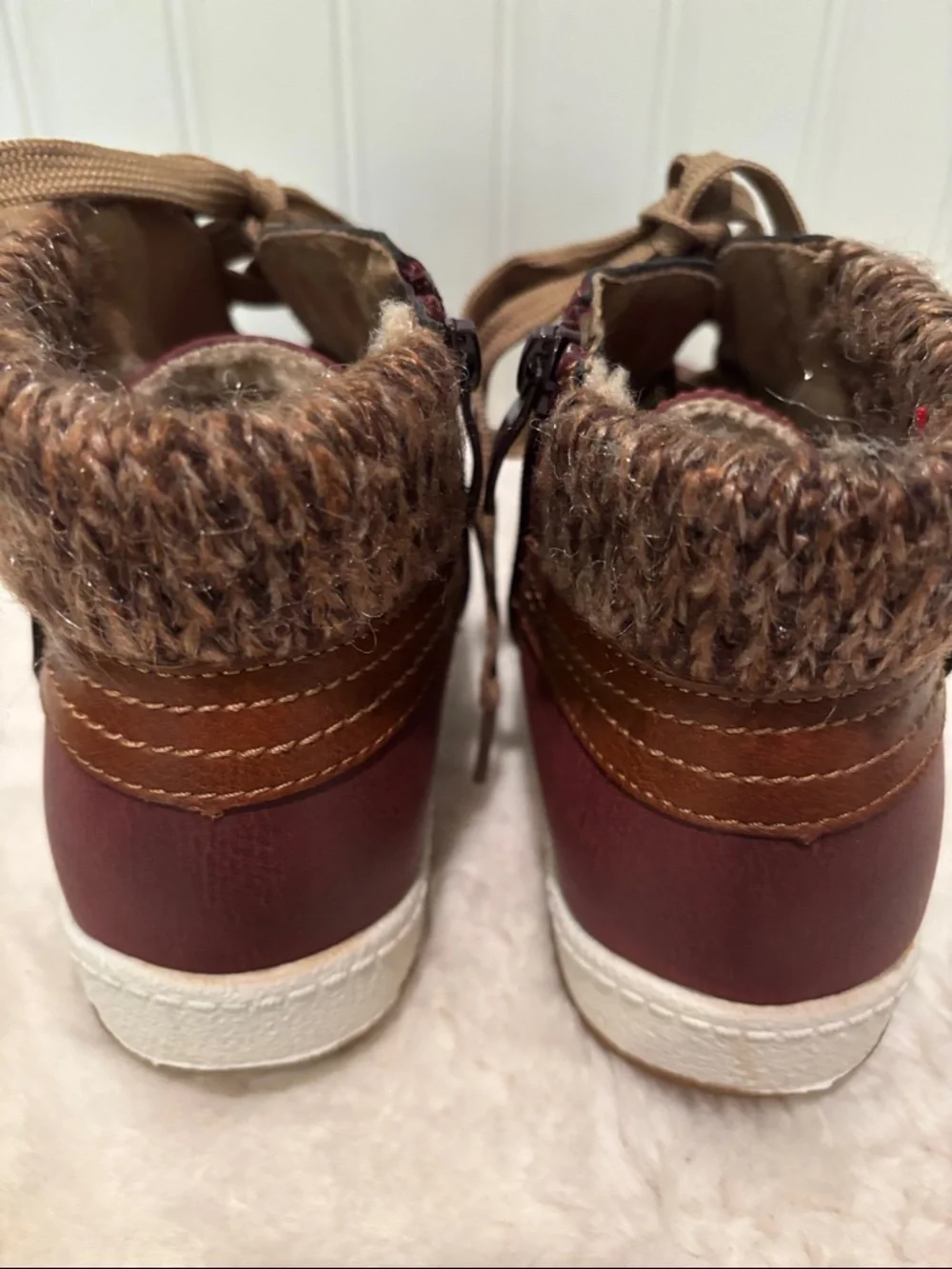 Spring Step Women's Relife Clifton Lace Up Leather Boot with Knit Cuff Size 38
